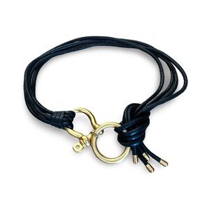 CLAUDE MONTANA Elegant Black Leather and Gold Women's Belt